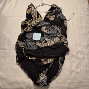 Marcus Lemonis Siloett women's size 26W black 1 piece swim suit NWT #4